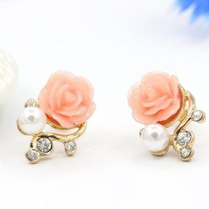 Earrings Women Rose Flower Stud Shiny Bohemian Hoop Drop Cute Trendy Jewelry